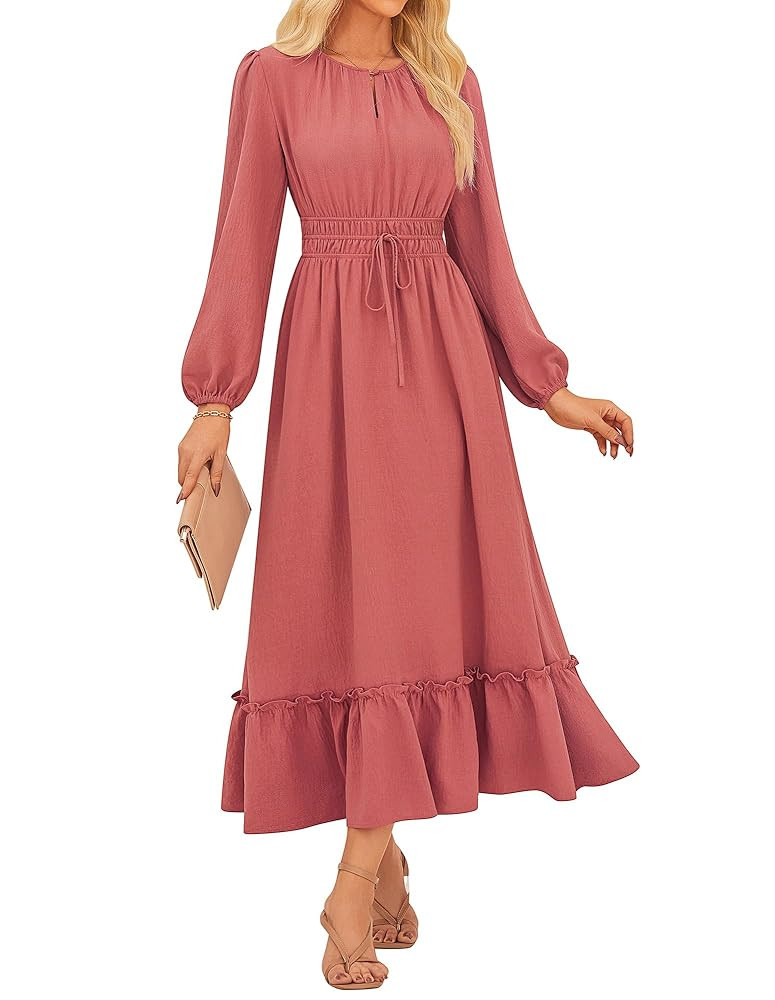 GRACE KARIN Women's Fall Dresses 2025 Long Sleeve Casual Maxi Boho Long Dress High Waisted A-Line... | Amazon (US)