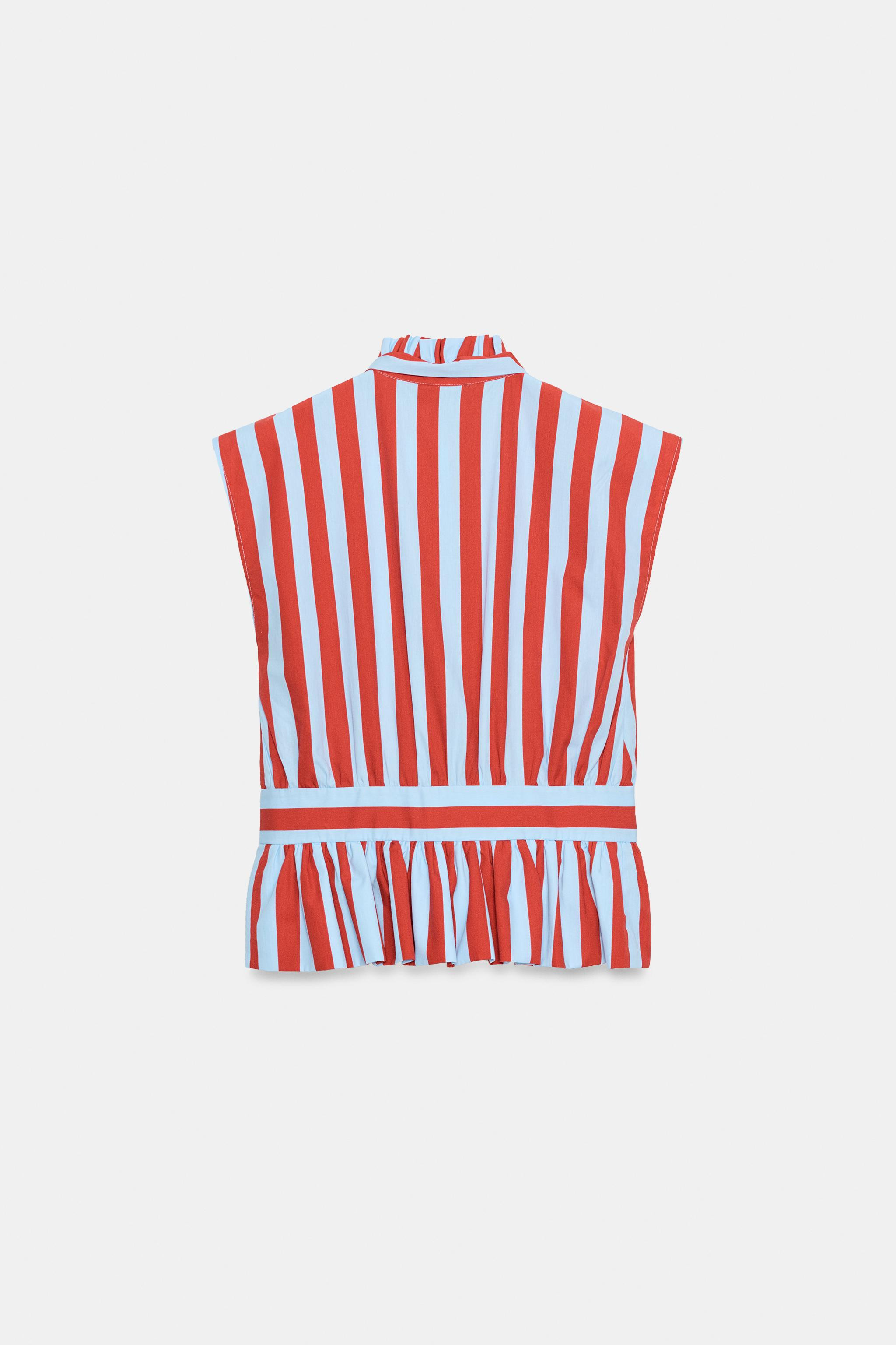 STRIPED KNOTTED SLEEVELESS SHIRT | Zara US