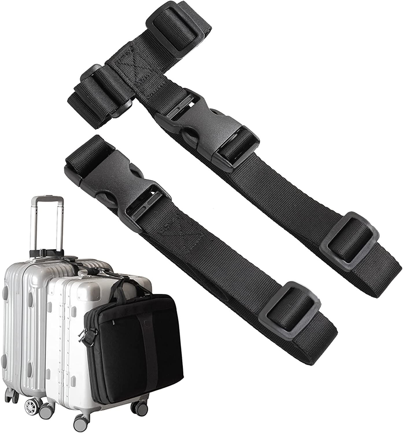 Luggage Straps,Two Add a Bag Suitcase Strap Belt,Adjustable Travel Attachment Accessories for Con... | Amazon (US)