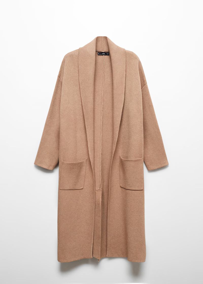 Oversized knitted coat with pockets -  Women | Mango USA | MANGO (US)