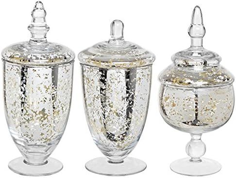 MyGift Decorative Silver Mercury Glass Apothecary Jars,Wedding Decor Centerpieces, Candy Buffet C... | Amazon (US)