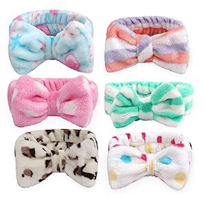 AOPRIE 6 Pieces Spa Headbands for Washing Face Makeup Headbands Spa Headbands Bow Hair Band Women... | Amazon (US)