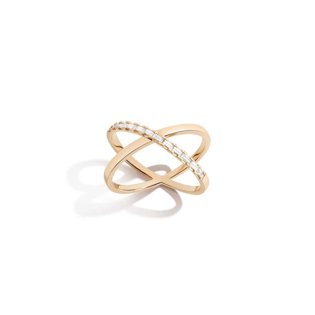 Half Diamond Baguette X Ring | AUrate New York