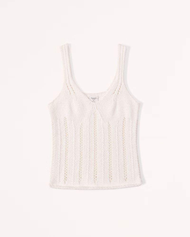 Skimming V-Neck Crochet Tank | Abercrombie & Fitch (US)