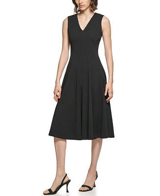 Women's Sleeveless V-Neck Midi Dress | Macy's