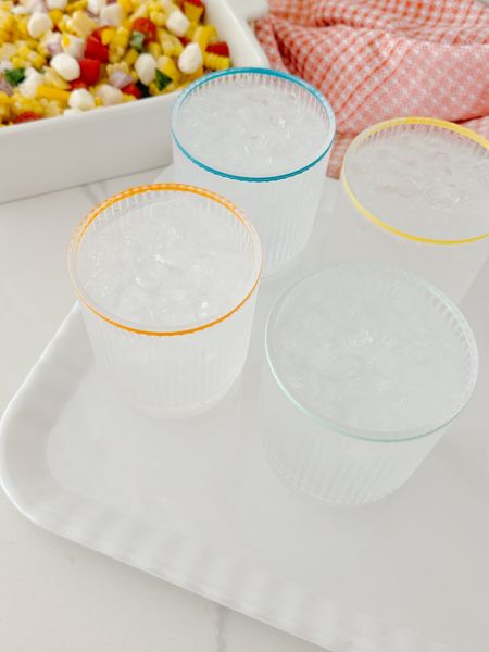 Loving these colorful ribbed plastic glasses for outdoor cocktails this summer! Only $10 for a 4 pk! 