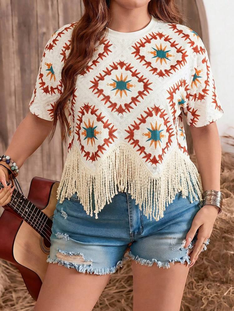 Plus Size Fringe Top | SHEIN