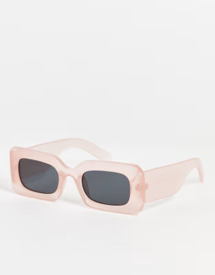 Pieces oversized square sunglasses in pink | ASOS (Global)