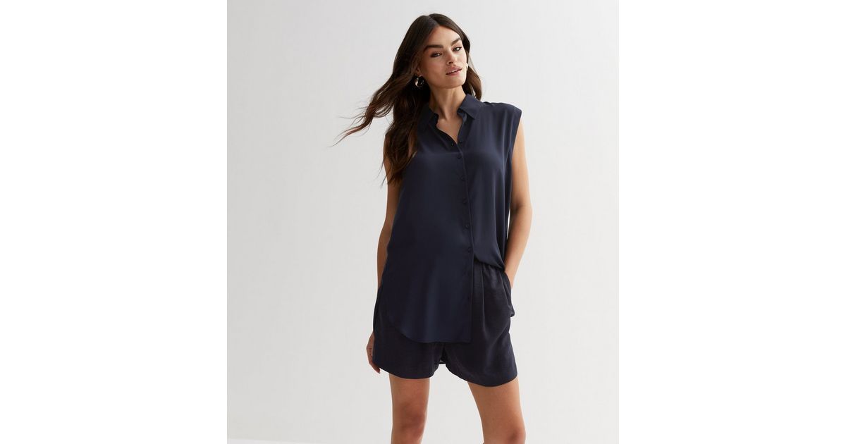 Navy Sleeveless Oversized Shirt
						
						Add to Saved Items
						Remove from Saved Items | New Look (UK)