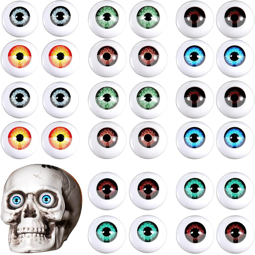 32 Pieces Halloween Eyeballs Plastic Half Eyeballs Spooky Scary Horror Props for Halloween Trick ... | Amazon (US)