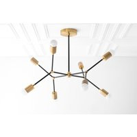 Atomic Lamp - Black & Gold Sputnik Modern Chandelier Mid Century Light Kitchen Contemporary Abstract | Etsy (US)