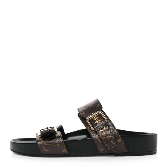 Monogram Bom Dia Mule Sandals 37 Black | FASHIONPHILE (US)