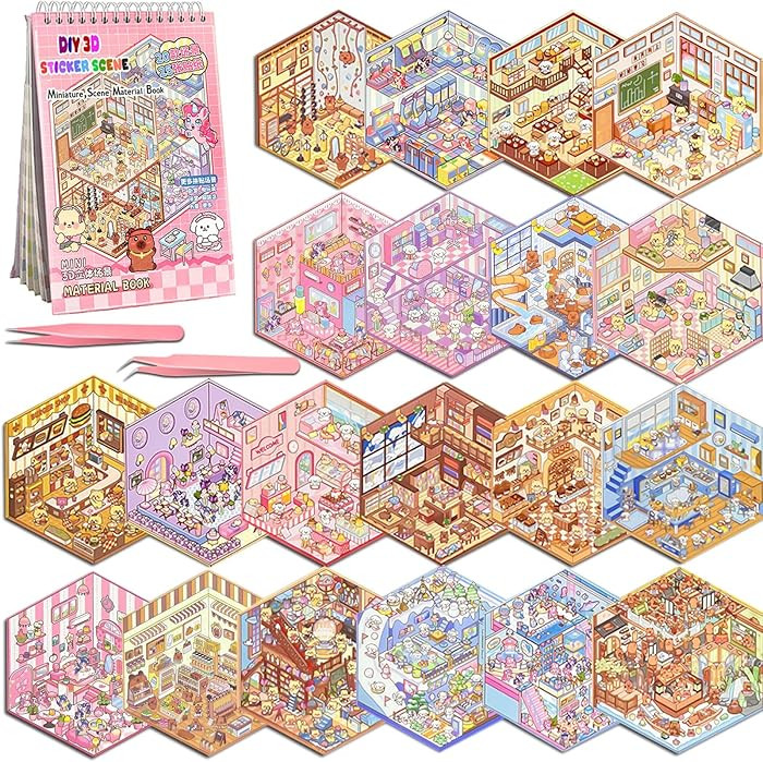 20 Sets DIY 3D Sticker Scene, Sticker Therapy Scenes Collection Book for Adults Stress Relief Pas... | Amazon (US)