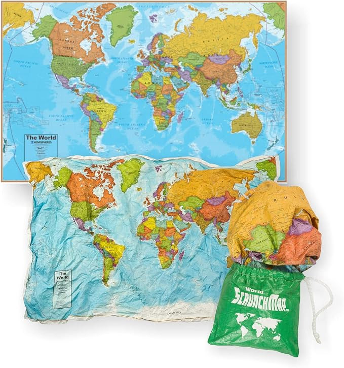 Waypoint Geographic World ScrunchMap - Up-to-Date & Easy to Store Scrunch Design with Storage Bag... | Amazon (US)