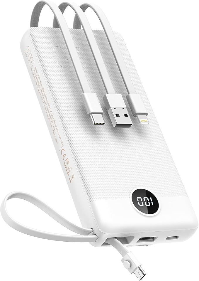 VEEKTOMX Power Bank with Built in Cables, 20000mAh Huge Capacity Portable Charger with 5 Outputs ... | Amazon (US)