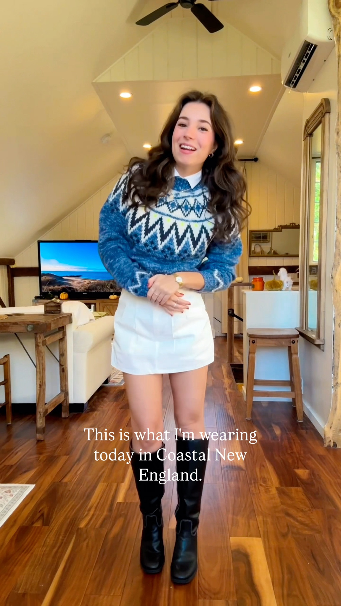 Coastal granddaughter fall outfit with knee high boots! 🌊
Sweater: American Eagle (XXS)
Collared Shirt: J. Crew Factory (XXSP)
Fall Boots: Zodiac (true to size!)
Skort was thrifted but I linked similar! 🤍
#grwm 

#LTKHoliday #LTKSeasonal #LTKFindsUnder100