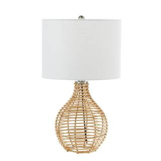 Silverwood Furniture Reimagined Bryce 20.5 in. Tan Rattan Table Lamp with Shade CPLT1884E - The H... | The Home Depot