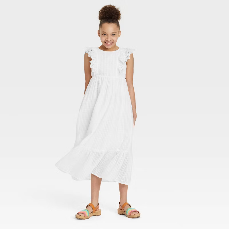 Girls' Woven Short Sleeve Maxi Dress - Cat & Jack™ White | Target