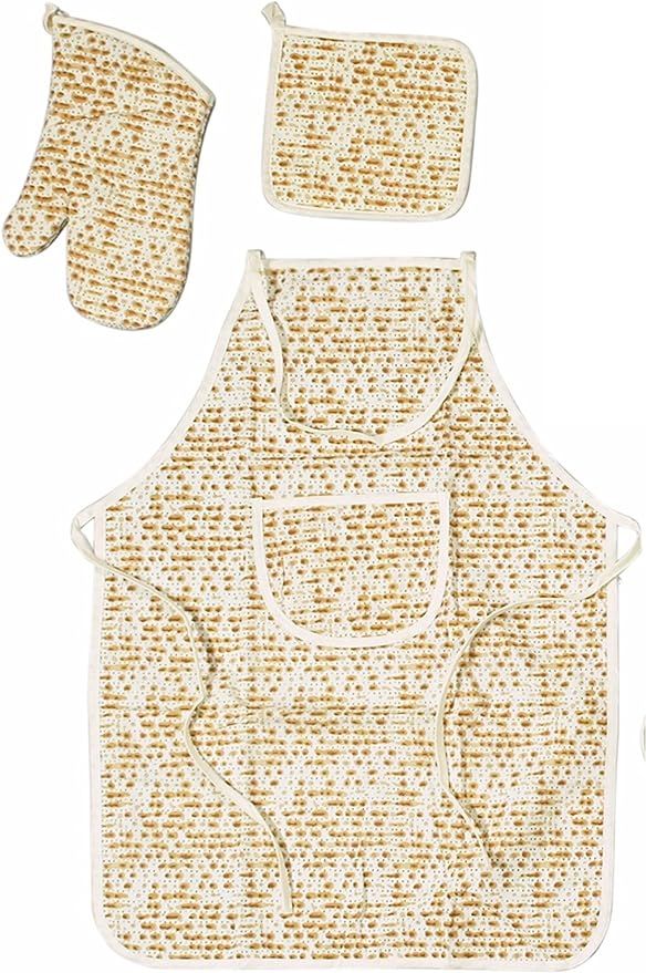 Passover Matzah Designed Apron, Potholder and Oven Mitt Set | Amazon (US)