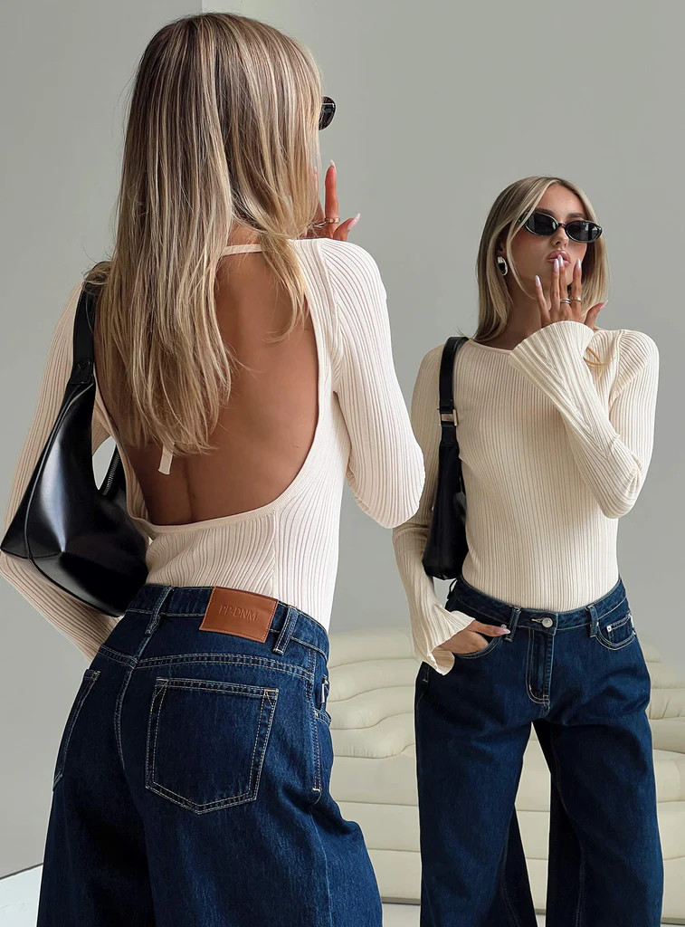 Mayok Long Sleeve Bodysuit Beige | Princess Polly US