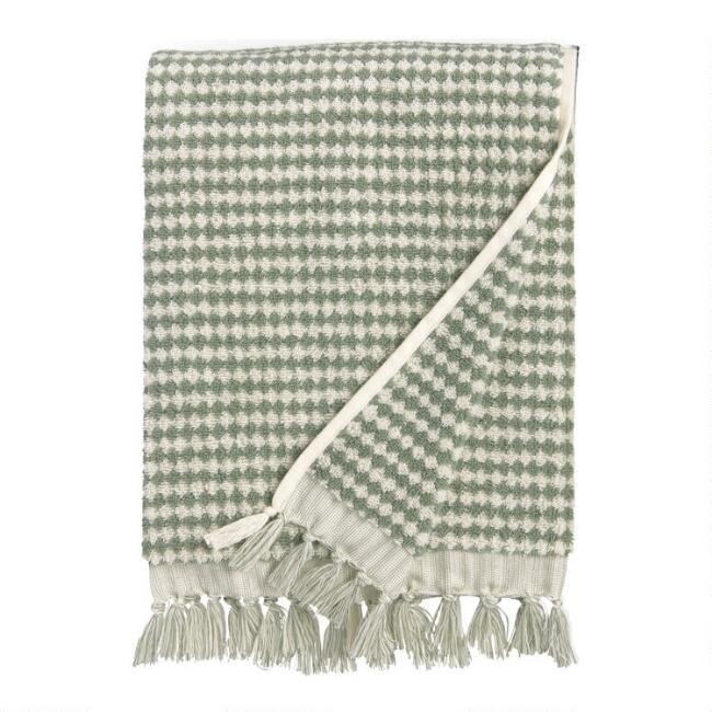 Laurel Wreath Green Geo Celine Bath Towel | World Market