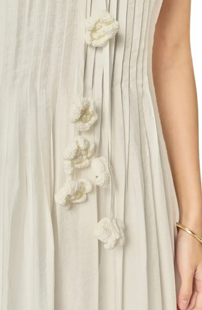 English Factory Crochet Flower Trim Pleated Maxi Dress | Nordstrom | Nordstrom