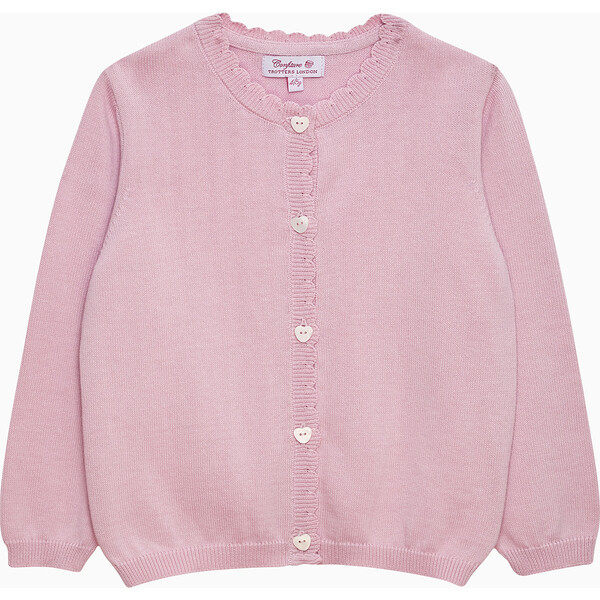 Heart Button Cardigan, Pale Pink | Maisonette
