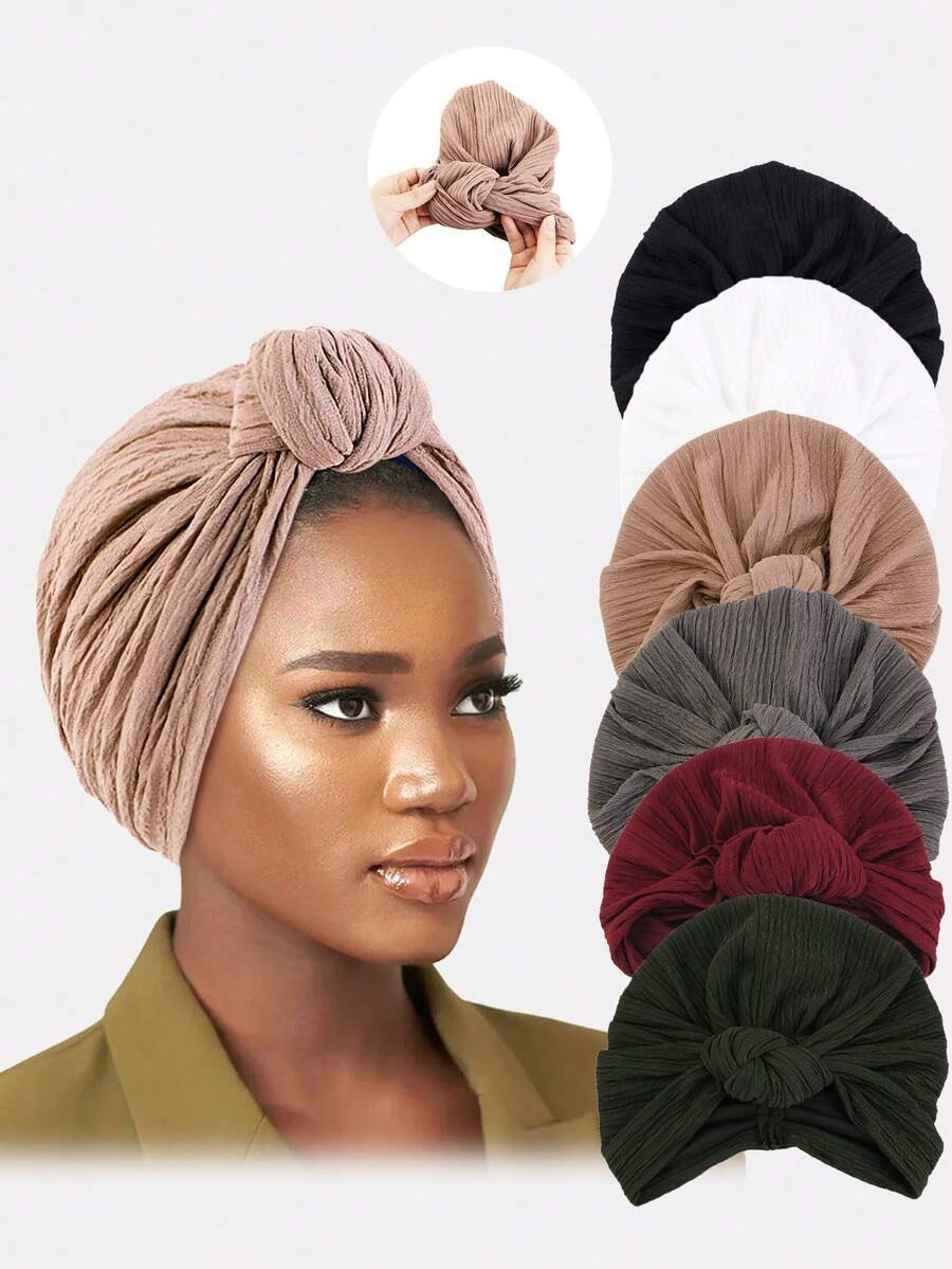 1pc Women's Knotted Headscarf, Headwrap, Pleated Hat, Suitable For Daily Use | SHEIN