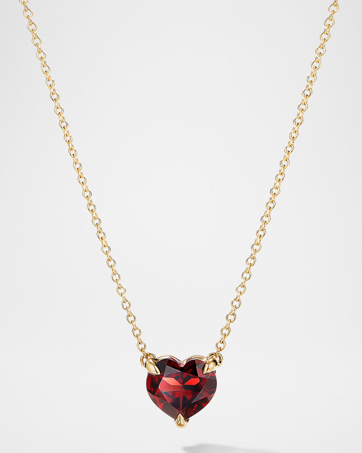 Chatelaine Heart Pendant Necklace in 18K Yellow Gold with Garnet, 8mm | Neiman Marcus