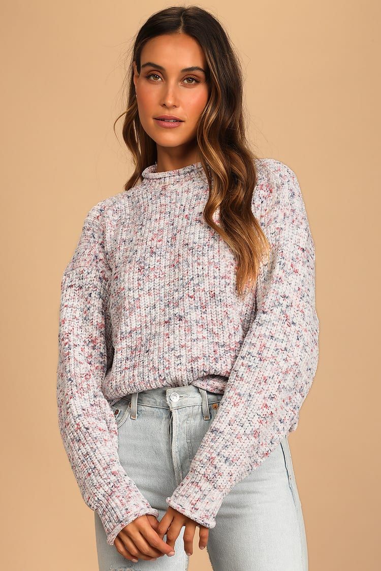 Casually Cozy Ivory Multi Chenille Pullover Sweater | Lulus (US)