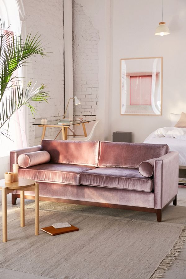 Piper Petite Velvet Sofa | Urban Outfitters (US and RoW)