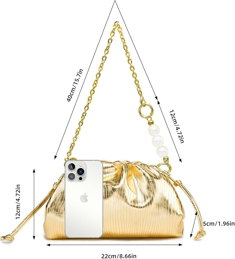 Dumpling Bag for Women Sparkly Evening Clutch Purses Crossbody Bag Ruched Shoulder Bag with Detac... | Amazon (US)