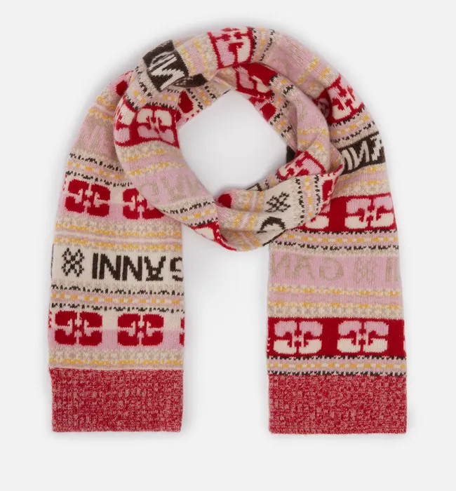 Ganni Logo-Intarsia Wool-Blend Scarf | Coggles (Global)