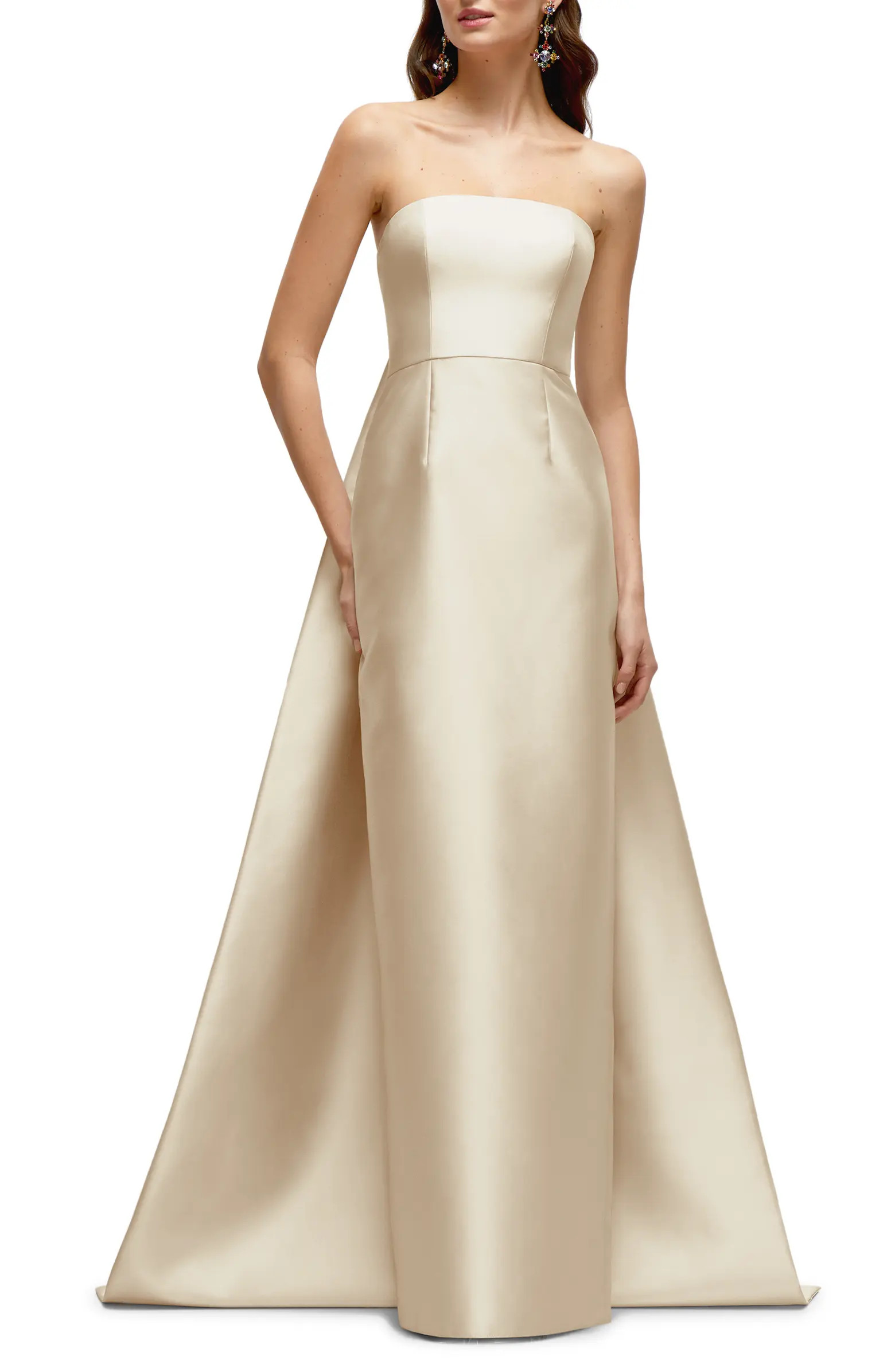 Strapless Satin Twill Column Gown with Removable Train | Nordstrom