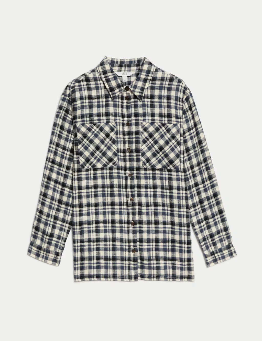 Pure Cotton Brushed Checked Utility Shirt | M&S Collection | M&S | Marks & Spencer (UK)
