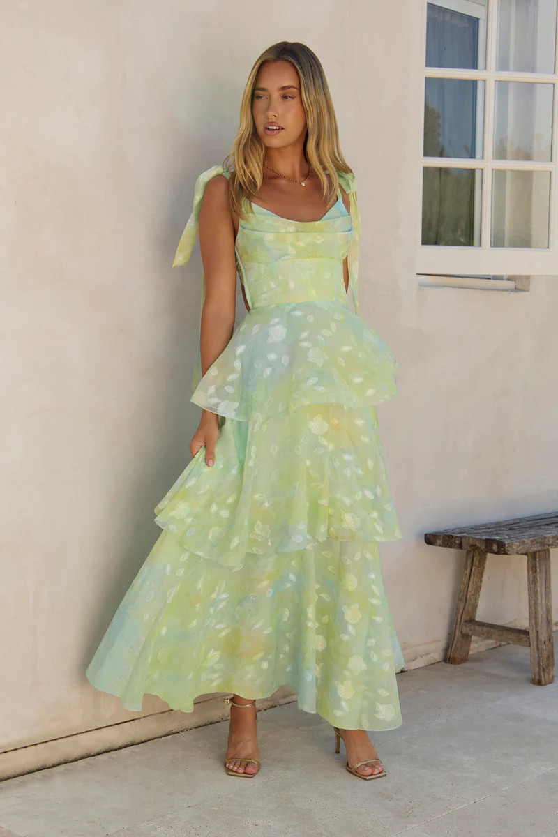 Breezy Meadows Maxi Dress Green | Fortunate One