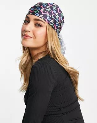 ASOS DESIGN polysatin medium headscarf in love print in multi - MULTI | ASOS (Global)