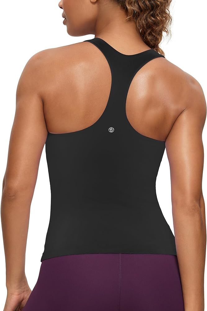 CRZ YOGA Butterluxe Workout Tank Tops for Women Built in Shelf Bras Padded - Racerback Athletic S... | Amazon (US)