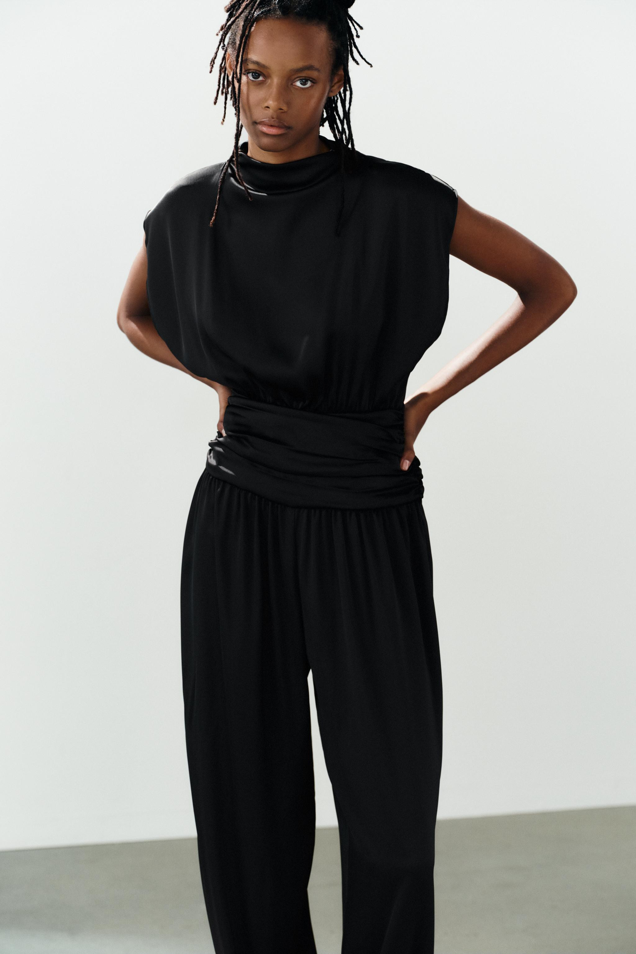 SATIN CUMMERBUND JUMPSUIT | Zara US