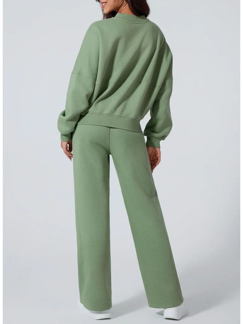 DOKOTOO Conjunto de 2 Piezas para Mujer, Sudaderas de Forro Polar con Zíper de Manga Larga y Pan... | Walmart (US)