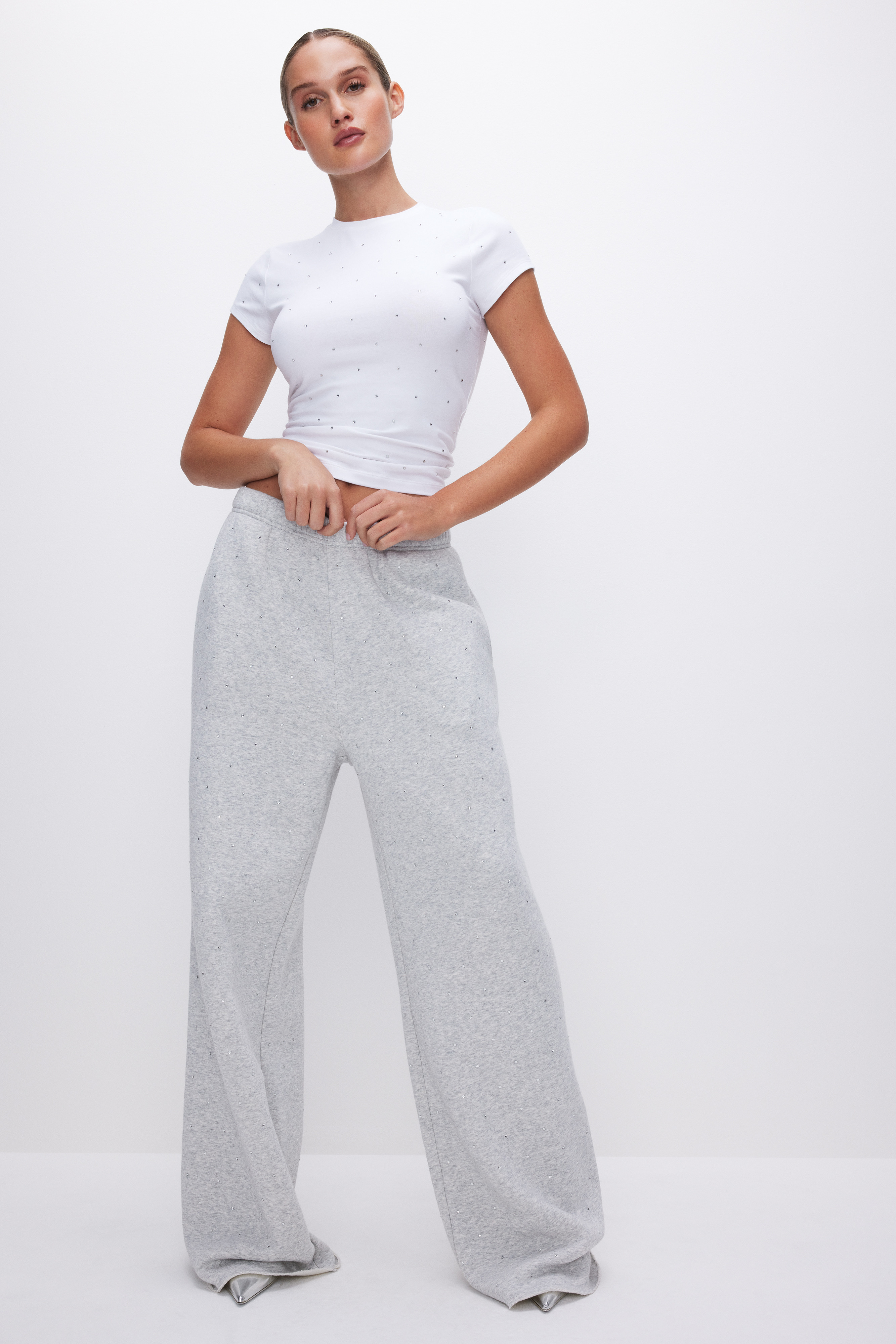 CRYSTAL WIDE LEG SWEATPANTS | Good American
