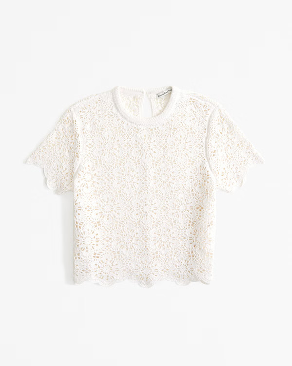 Crochet-Style Floral Lace Tee | Abercrombie & Fitch (US)