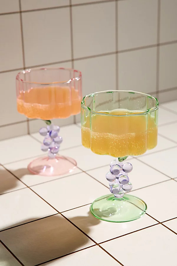 Grape Stemmed Goblet in Green at Urban Outfitters | Urban Outfitters (US and RoW)