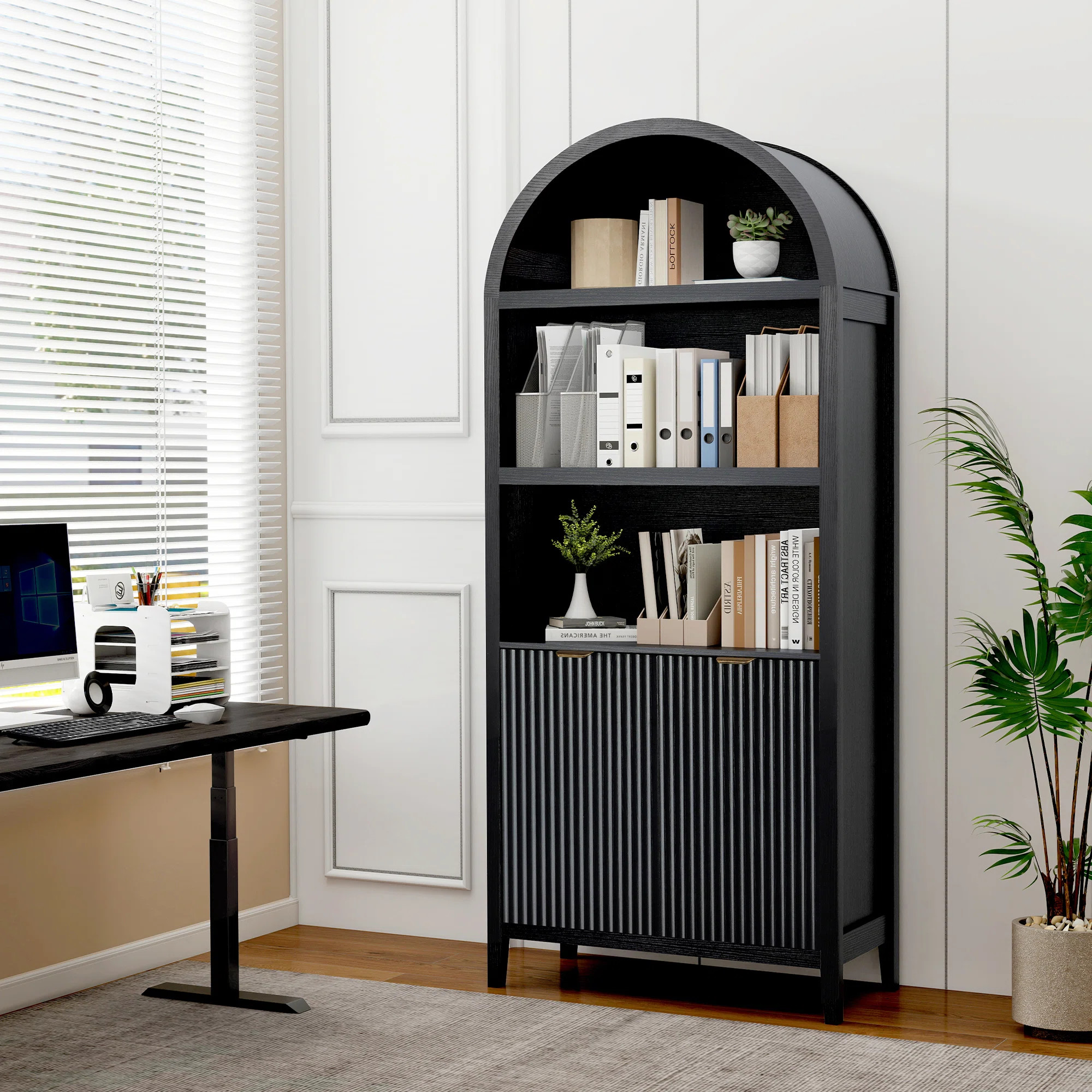 Arched Storage Bookcase, Modern Arch Bookshelf, Arch Cabinet Solution, 5-Tier Adjustable Shelving... | Wayfair North America