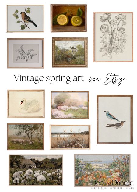Spring vintage prints, dining room decor, wall decor, wall gallery, pictures, prints, Etsy, old farmhouse style, cottage decor, Deb and Danelle 

#LTKhome #LTKSeasonal #LTKFind