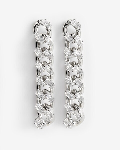 Rhinestone Curb Chain Drop Earrings | Express