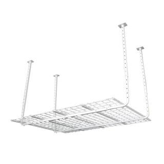 White Adjustable Metal Overhead Garage Storage Rack (60 in W x 45 in D) | The Home Depot