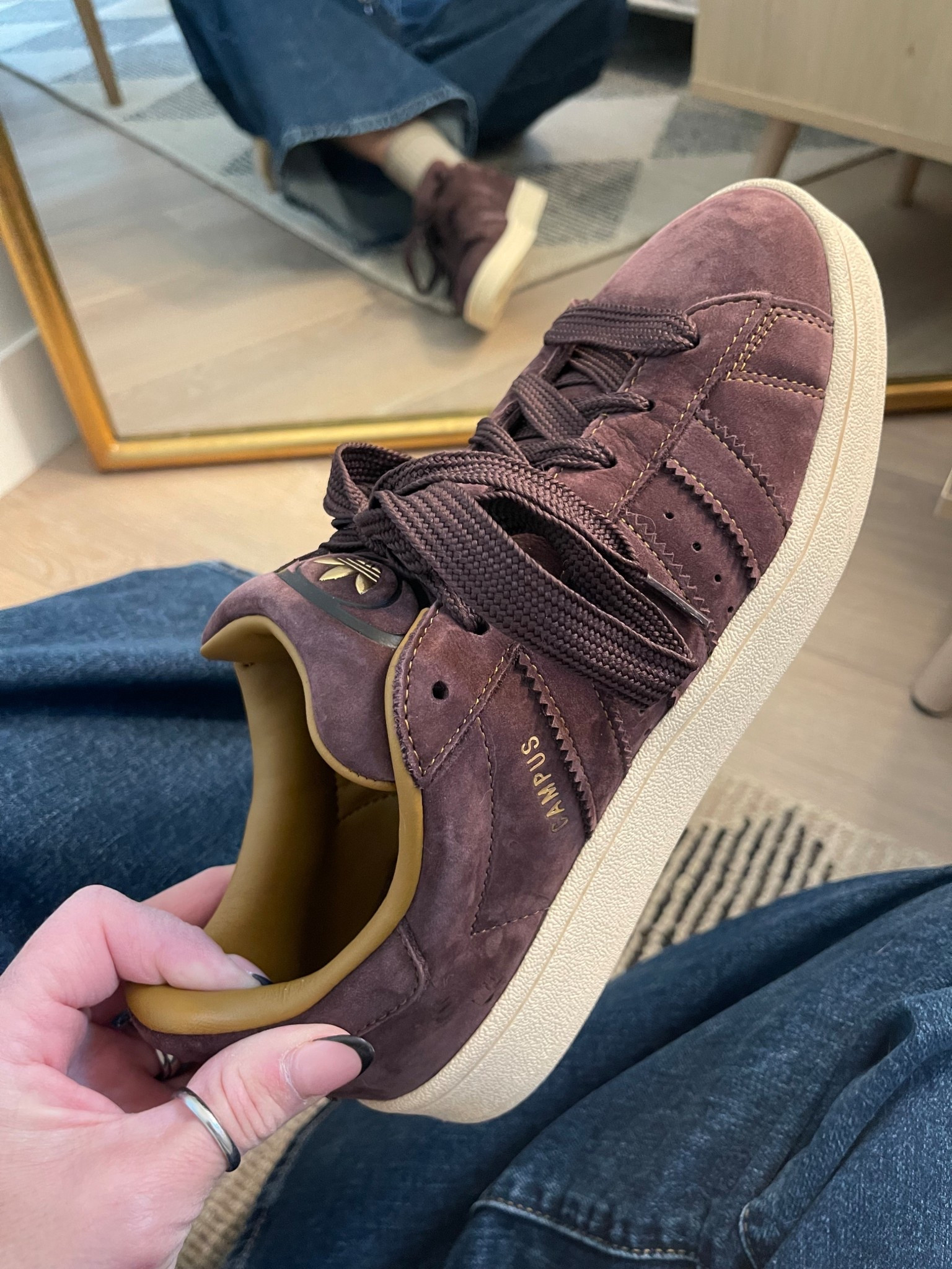 Loving the color & style of these sneakers! So comfy & looked cute with wide legged Levi’s! 
On Sale!
Black Friday

#sneakers #blackfriday #brownsneakers #adidas #lifestylewithlauna

#LTKGiftGuide #LTKSaleAlert #LTKCyberWeek