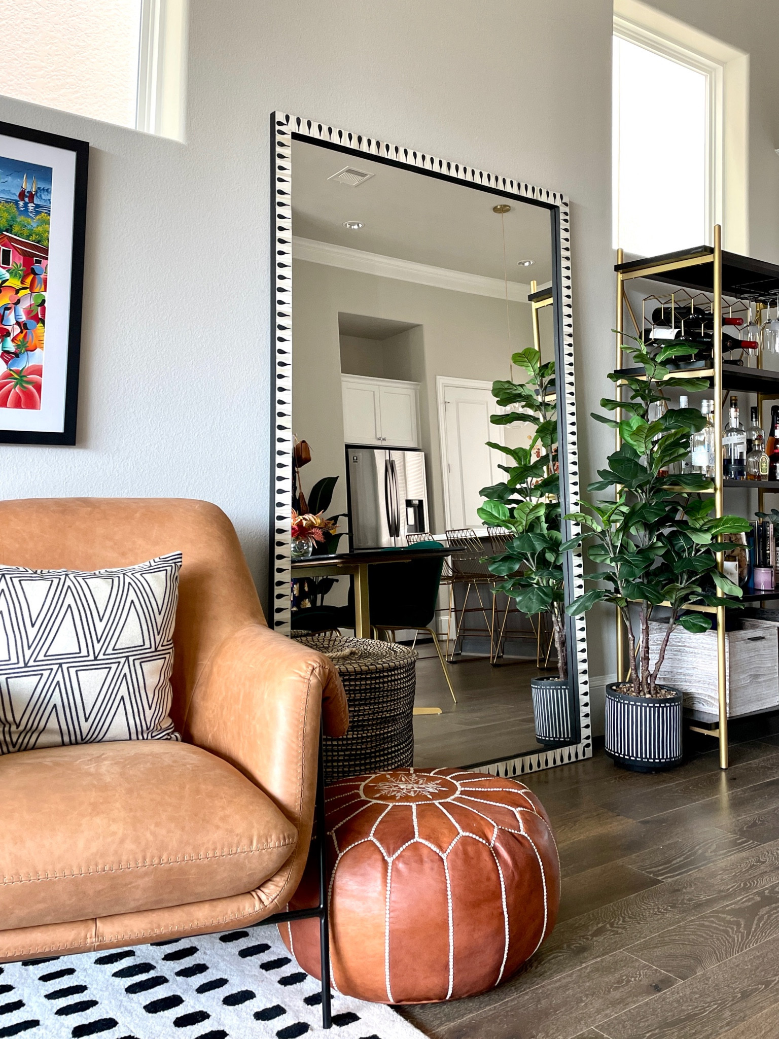 Obsessed with my new floor mirror from @cb2. The bone inlay design is so unique and perfect for my space. I’ve linked the mirror and some of the other decor pieces in the pic!

#LTKhome