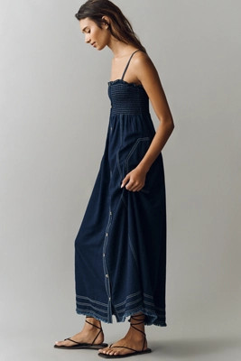 Pilcro Sleeveless Buttondown Denim Midi Dress | Anthropologie (US)